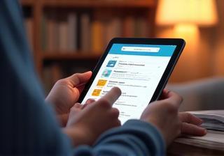 Persoon die online cursus volgt op een tablet