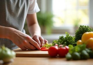 Persoon die gezonde maaltijd bereidt voor lifestyle content